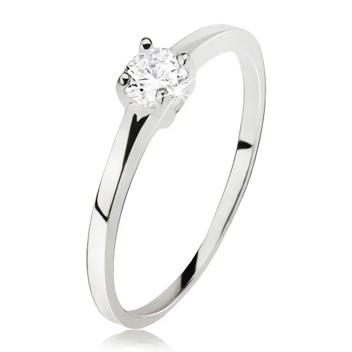 Prsten ze stříbra 925, čirý zirkon uchycený čtyřmi tyčinkami - Velikost: 49
