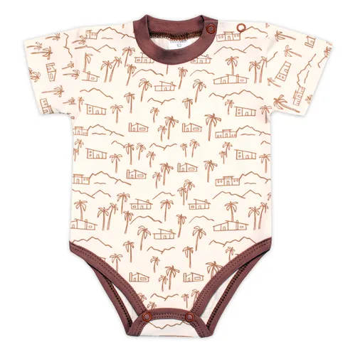 Mrofi Body kr. rukáv, bavlna, zapínání u krku , Afrika, krémové, vel. 68