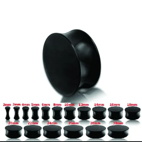 Černý lesklý sedlový plug do ucha - Tloušťka : 10 mm