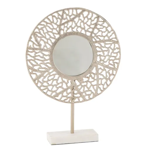 Champagne stolní zrcadlo na mramorovém podstavci Coral - 34*10*50 cm J-Line by Jolipa