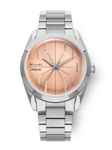 Nivada Grenchen Antarctic Spider Salmon No Date - Bracelet Flat Link