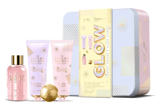 The Luxury Bathing Company Dárková sada péče o tělo v plechové dóze Pomeranč & Ylang Ylang 4 ks