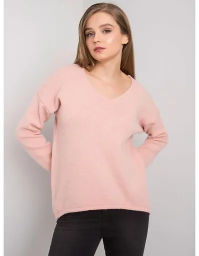 Dámský svetr s výstřihem do V GEORGIA světle růžový