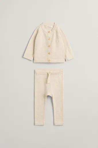 DĚTSKÝ SET GANT CARDIGAN AND PANT GIFT SET LIGHT BEIGE MELANGE