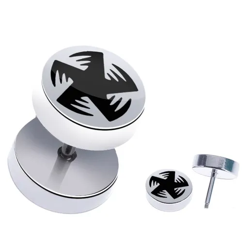 Ocelový fake plug do ucha - rotující hvězda