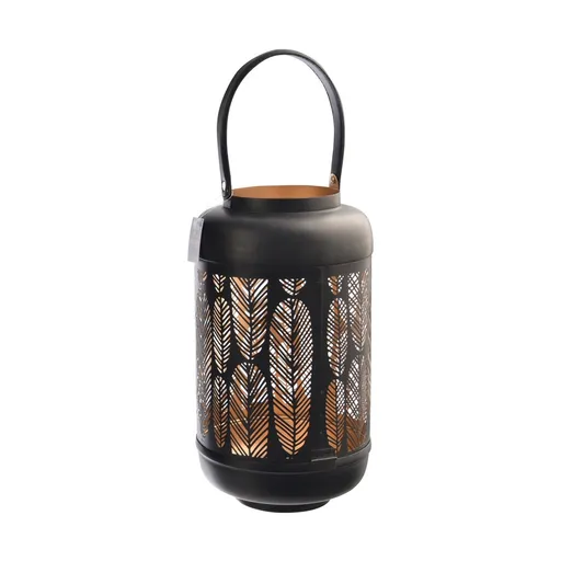 InDecor Kovový svícen Leaf černá, 19 x 19 x 38 cm, M