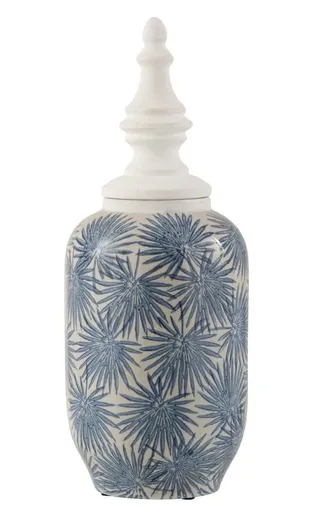 Keramická dóza s modrými květy Blaw - Ø 17*49 cm J-Line by Jolipa