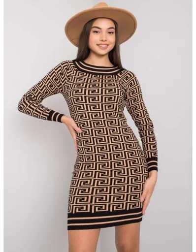 Dámské šaty Montrose OCH BELLA hnědé a černé