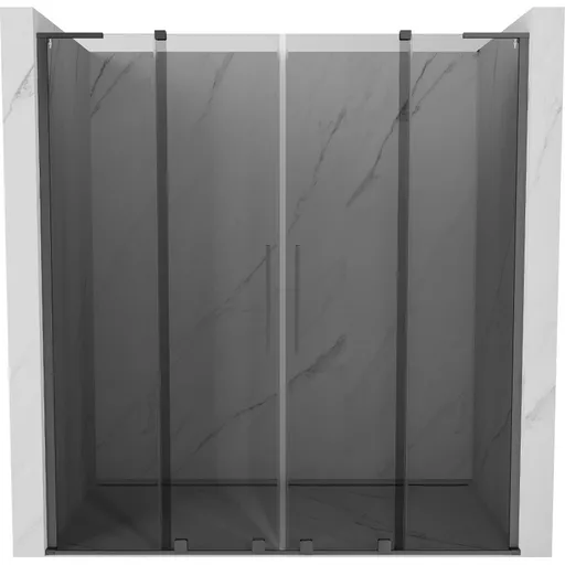 MEXEN/S Velar L Duo posuvné sprchové dveře 180, grafit, grafit metal 871-180-003-42-95