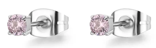 S'Agapõ Drobné ocelové náušnice pecky s fialovým krystalem Dazzly SDZ52