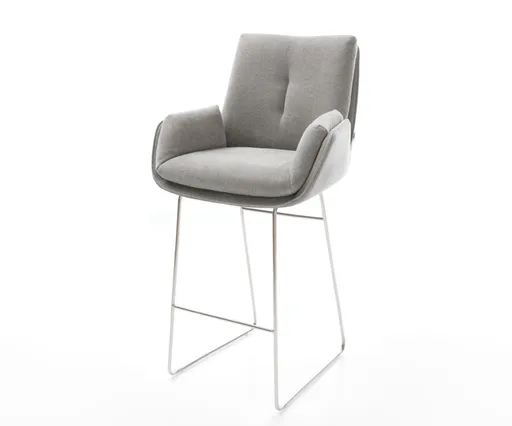Barová židle Clea-Flex látka Měkký šedá tenká podnož nerezová