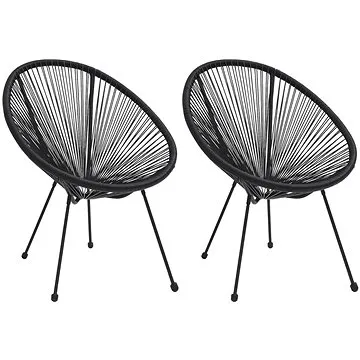 Zahradní křesla s výpletem 2 ks ratan černá, 312164 (312164)