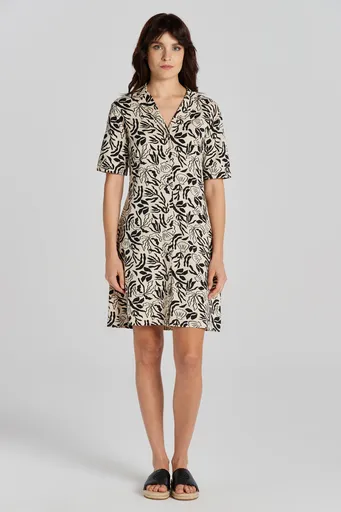 ŠATY GANT PALM PRINT SS JERSEY SHIRT DRESS SOFT OAT