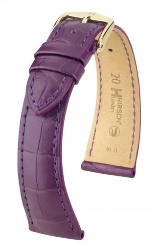 Řemínek Hirsch London Alligator - fialový, mat - 18 mm - M – Střední délka - 16 mm - Stříbrná