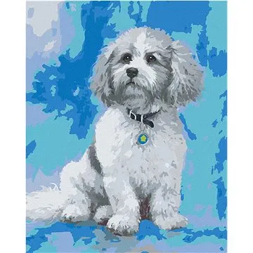 Zuty - Malování podle čísel – BÍLOŠEDÝ BOLOŇSKÝ PSÍK (JIM KILLEN), 80x100 cm, vypnuté plátno na rám (HRAmmb04595nad)