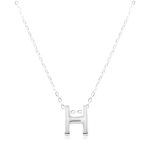 Stříbrný náhrdelník 925, lesklý řetízek, velké tiskací písmeno H