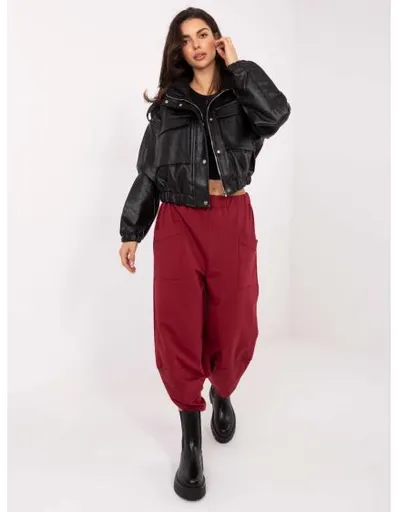 Bordové teplákové kalhoty basic typu aladin