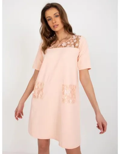 Dámské šaty s kapsami mini koktejlové LIMA broskvové