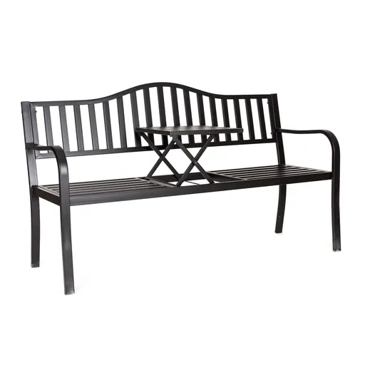 Happy Green Lavička s odkládacím stolkem Rea 150 x 60 x 85 cm, černá