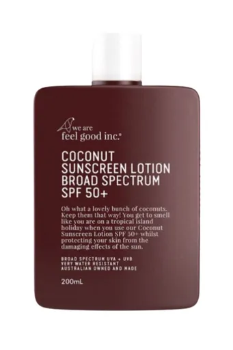 We are feel good inc. Coconut sunscreen lotion SPF 50+ 200 ml
