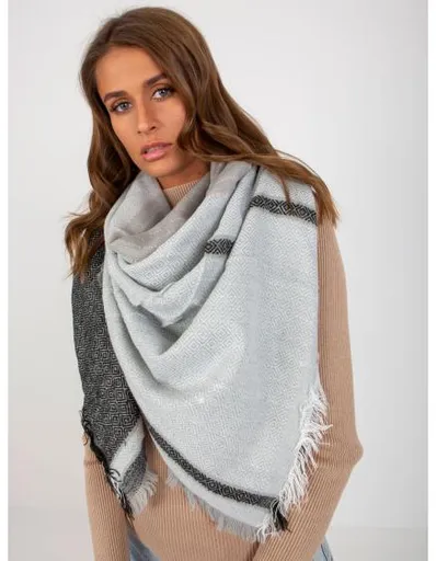 Dámská šála vzorovaná vlněná KEZIA šedočerná
