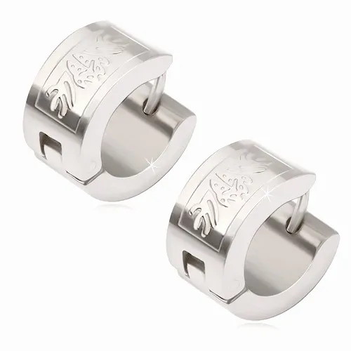 Kruhové náušnice z oceli s loveckým motivem