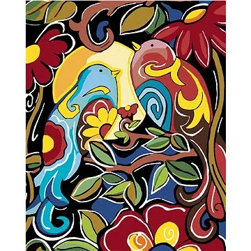 Malování podle čísel - Květinová malba s ptáčky (HRAmal00649nad)