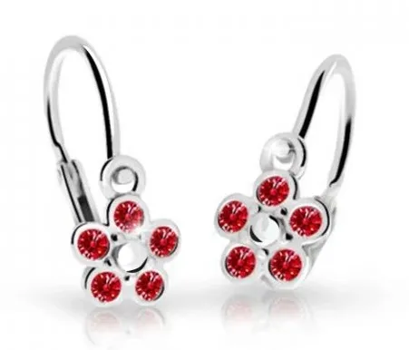 Cutie Jewellery Dětské kytičkové náušnice z bílého zlata C2744-10-X-2 červená