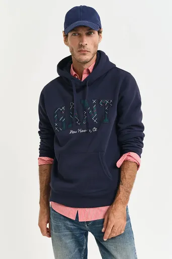 MIKINA GANT GRAPHIC HOODIE EVENING BLUE