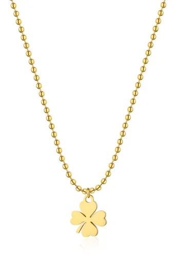 S'Agapõ Oblíbený pozlacený náhrdelník se čtyřlístkem Smile SSM006