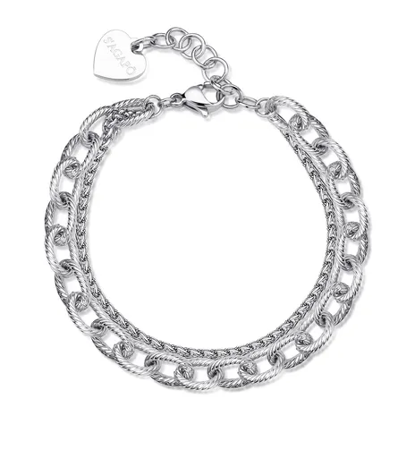 S'Agapõ Moderní dvojitý ocelový náramek Chunky SHK65