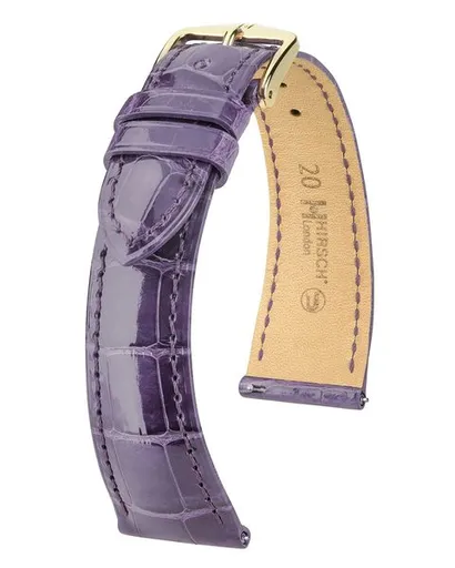 Řemínek Hirsch London Alligator - lila, lesk - 14 mm - M – Střední délka - 10 mm - Rose Gold