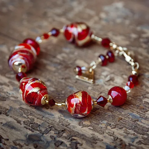 Lampglas Náramek s 24karátovým zlatem v perlách Lampglas Cherry Temptation BRO26