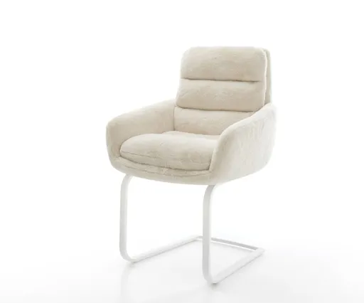 Jídelní židle Abelia-Flex s područkami plyšový manšestr krémovo