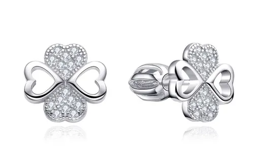 MOISS Půvabné stříbrné náušnice Čtyřlístek se zirkony E0004479