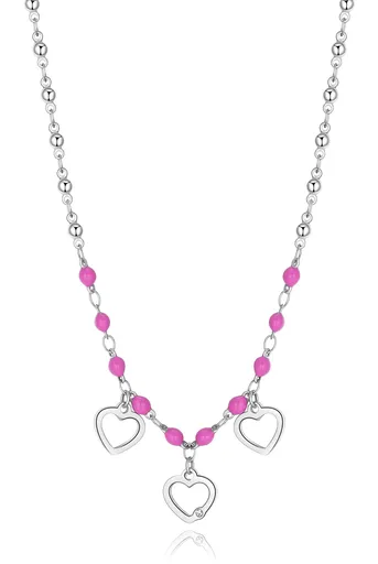 S'Agapõ Korálkový náhrdelník z oceli Srdíčka Vibes SVB10