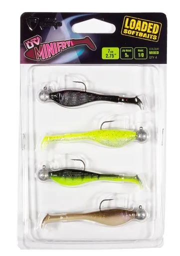 Fox rage gumová nástraha uv mini fry mixed colour loaded lure pack