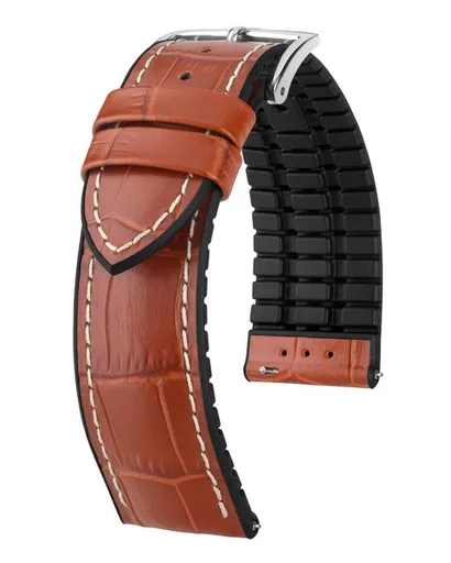 Řemínek Hirsch George - zlatohnědý - 24 mm - L – Standardní délka (doporučujeme) - 22 mm - Stříbrná