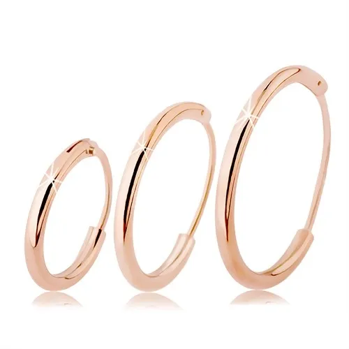 Stříbrné náušnice 925, tenké kruhy měděné barvy, různé velikosti - Průměr: 10 mm