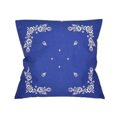 Návlek na polštář, Folk podklad modrý, 38 x 38 cm