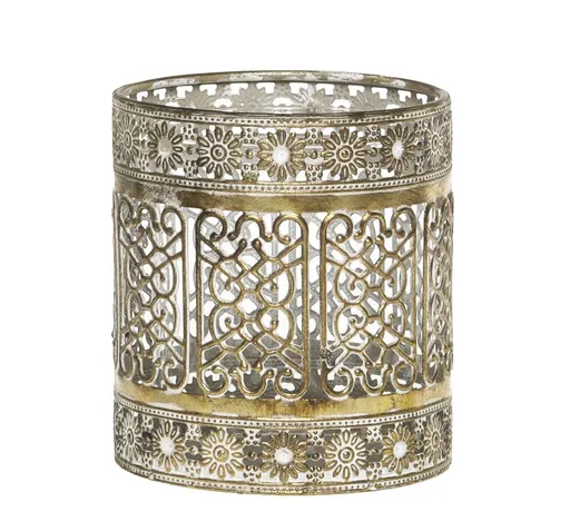 Mosazný antik kovový svícen Vire Flower - Ø 10*16 cm 71112713