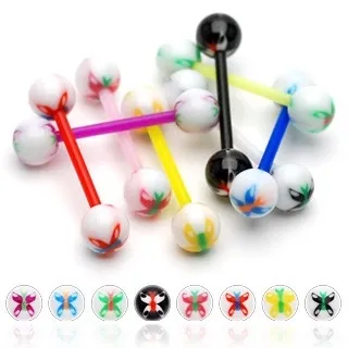 Piercing do jazyka motýl - Barva piercing: Modrá