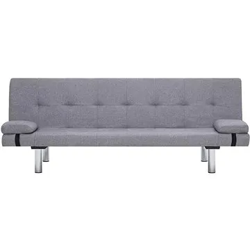 Pohovka Rozkládací pohovka se 2 polštáři světle šedá polyester (282183)