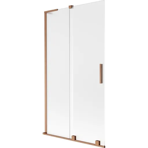 MEXEN/S Velar L dvoukřídlá posuvná vanová zástěna 100 x 150, dekor, měď kartáčovaná 896-100-003-31-65