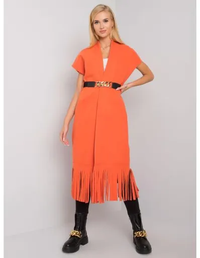 Dámské pončo s třásněmi fleecové Forla oranžové