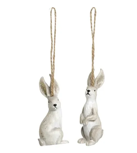 Set 2ks krémová antik závěsná dekorace králík - 3,5*3*8 cm 39086619