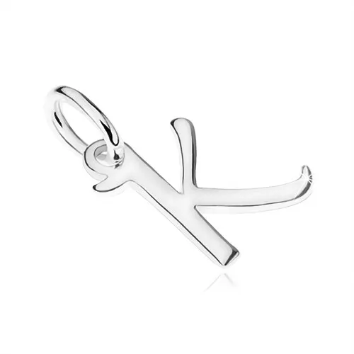 Přívěsek ze stříbra 925, ozdobné tiskací písmeno "K" s vysokým leskem