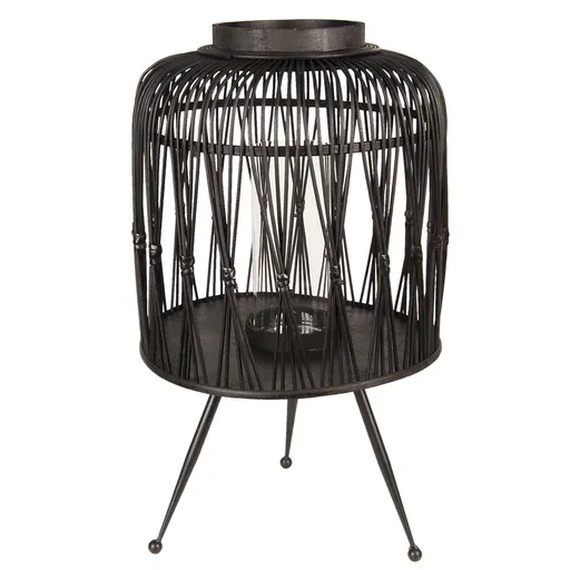 Černá bambusová lucerna na nožičkách  31*54 cm 64372