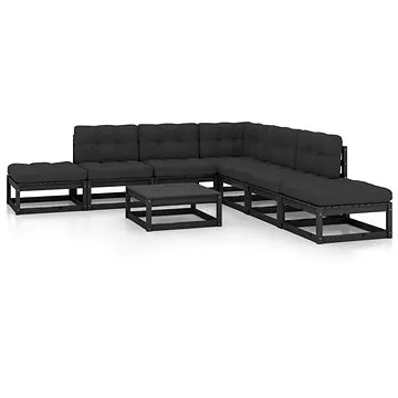 8dílná zahradní sedací souprava s poduškami masivní borovice, 3076563 (3076563)