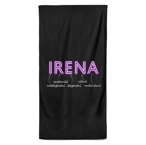 Osuška Ženská jména – NEON (Jméno: Irena, Velikost osušky: 100x170cm)
